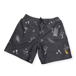 Swell Skeleton Print Black Shorts Night Terror Beach Goth *Choose your Size BNWT